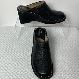 Bjorndal Black Textured Leather Wedge Mules | 8.5M